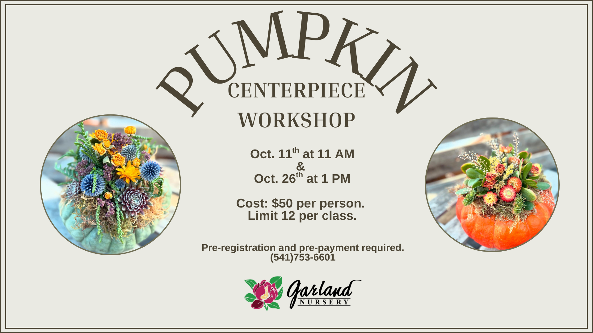 examples of pumpkin centerpieces with event details