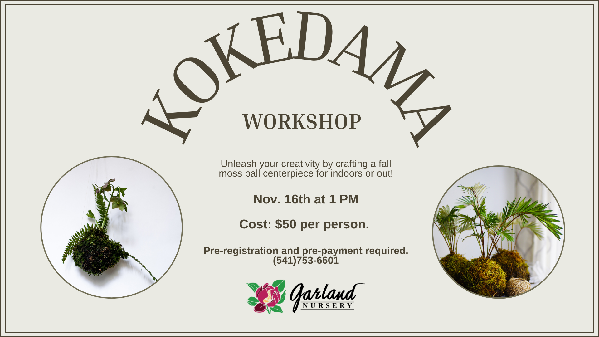 fall themed kokedama class info