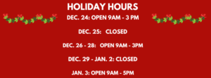 holiday hours graphic